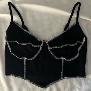⭐️ MIXOLOGY Black Asymmetrical Tank Top with White Stitching!